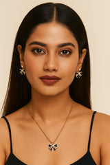Women's Black Casual Pendants & Earring Set