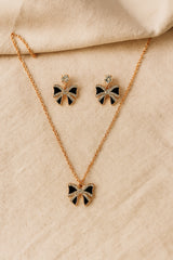 Women's Black Casual Pendants & Earring Set