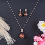 Women's Brown Casual Pendants & Earring Set