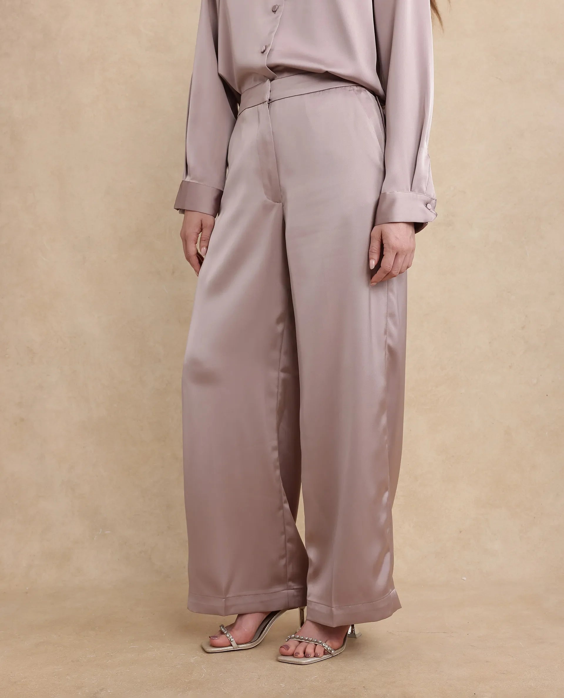 Women's Nevter-B Beige Hook Closure Straight Fit Plain Trouser