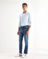 Men's Blue Casual Slim Fit Solid Jeans