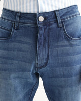 Men's Blue Casual Slim Fit Solid Jeans