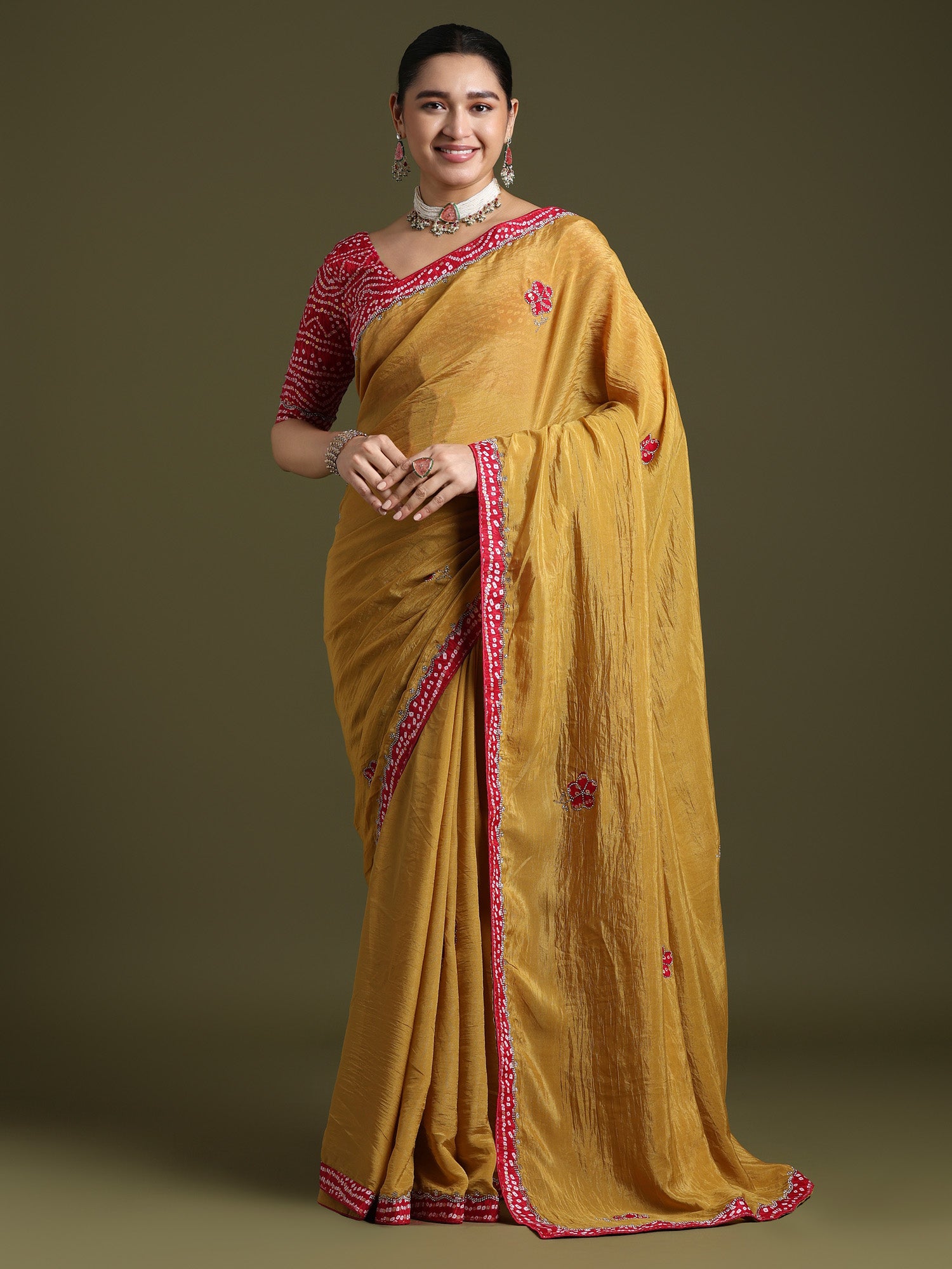 Women's Mustard Festive Saree