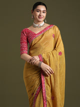 Women's Mustard Festive Saree