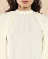 Women's Beige Casual Half Sleeves Top