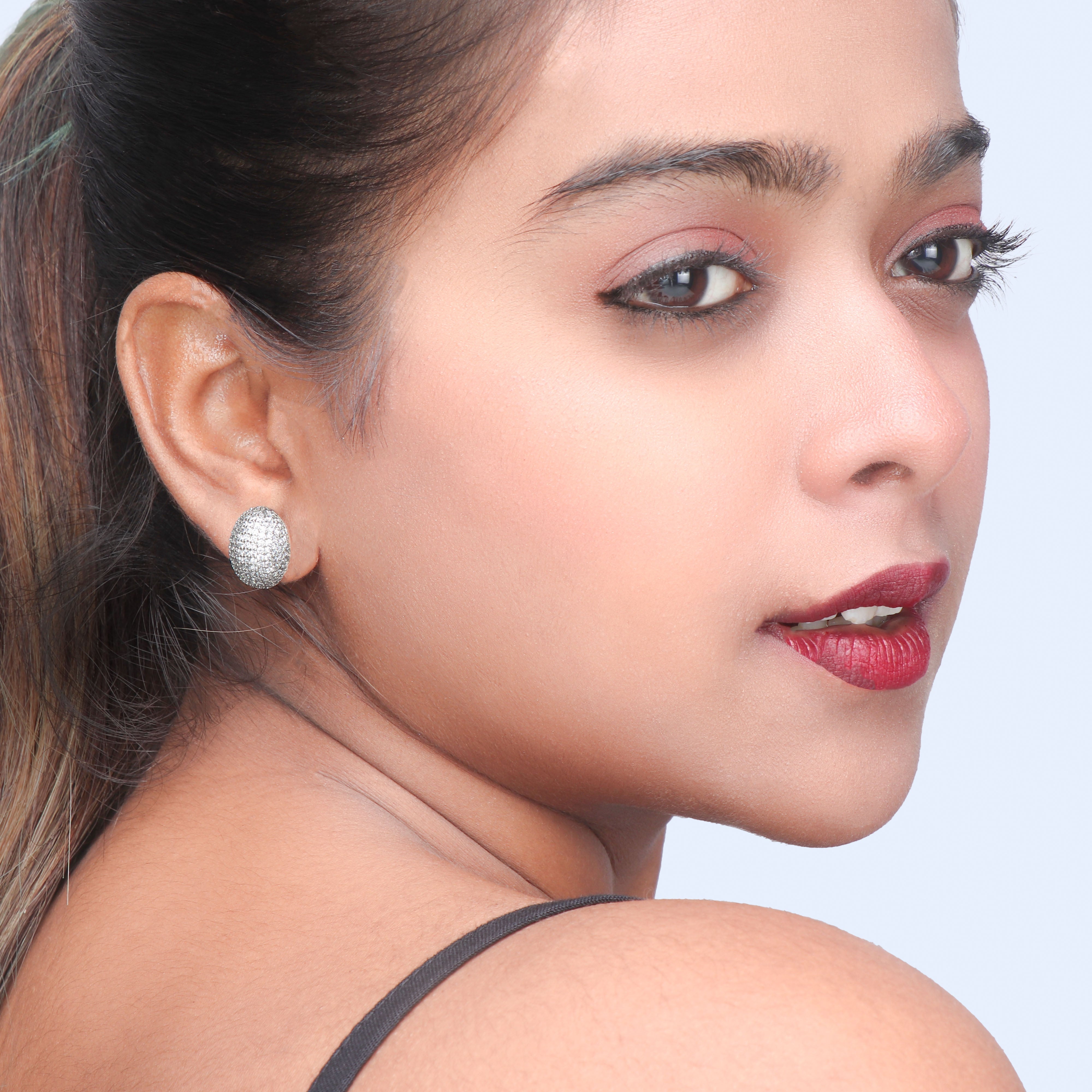 Women's Silver Glory Crystals Stud Earrings