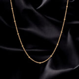 Women's Gold Plated Beaded Chain Necklace Waterproof & Anti-Tarnish