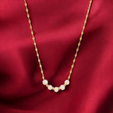 Women's Gold Plated Pearl Lip Chain Necklace Waterproof & Anti-Tarnish