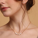Women's Gold Plated Pearl Lip Chain Necklace Waterproof & Anti-Tarnish