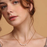 Women's Gold Plated Pearl Lip Chain Necklace Waterproof & Anti-Tarnish