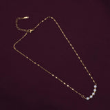 Women's Gold Plated Pearl Lip Chain Necklace Waterproof & Anti-Tarnish
