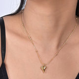 Women's Gold Plated Heart Ball Chain Pendant Waterproof & Anti-Tarnish