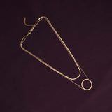 Women's Gold Plated Circle Ring Double Layer Necklace Waterproof & Anti-Tarnish