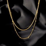 Women's Gold Plated Double layer choker necklace Waterproof & Anti-Tarnish