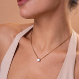 Women's Gold Plated Round Solitaire Necklace Waterproof & Anti-Tarnish