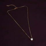 Women's Gold Plated Round Solitaire Necklace Waterproof & Anti-Tarnish