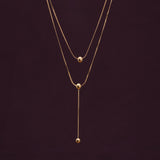 Women's Gold Plated Drop Bead Necklace Waterproof & Anti-Tarnish