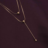 Women's Gold Plated Drop Bead Necklace Waterproof & Anti-Tarnish