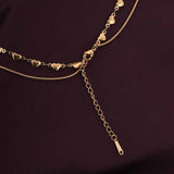 Women's Gold Plated Love Embrace Two Layered Necklace Waterproof & Anti-Tarnish