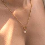 Women's Gold Plated Dainty Beaded Pearl Chain Waterproof & Anti-Tarnish