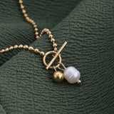 Women's Gold Plated Dainty Beaded Pearl Chain Waterproof & Anti-Tarnish