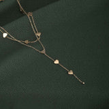 Women's Gold Plated Two-Layered Heart Charm Necklace Waterproof & Anti-Tarnish