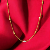 Women's Gold Plated Single Pearl Necklace Waterproof & Anti-Tarnish