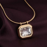 Women's Gold Plated Octagon Diamond Necklace Waterproof & Anti-Tarnish