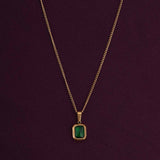 Women's Gold Plated Classic Emerald Necklace Waterproof & Anti-Tarnish