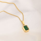 Women's Gold Plated Classic Emerald Necklace Waterproof & Anti-Tarnish