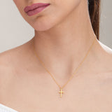 Women's Gold Plated Golden Cross Necklace Waterproof & Anti-Tarnish
