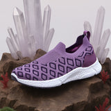 Women's Berry and White Crystal Knit Slip On Sneakers