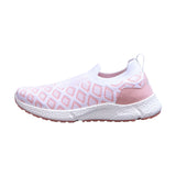 Women's Peach and White Crystal Knit Slip On Sneakers