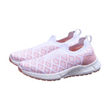 Women's Peach and White Crystal Knit Slip On Sneakers