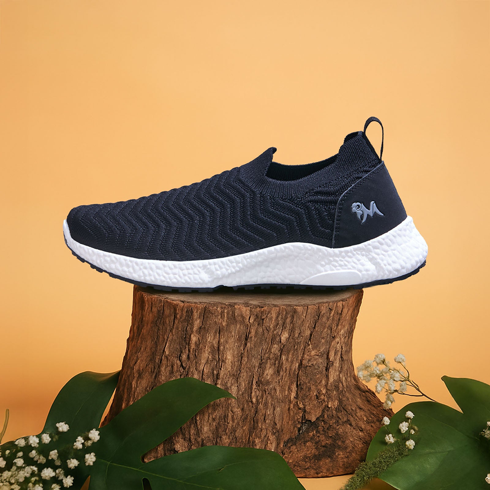 Women's Black Flow Weave Slip On Sneakers