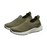 Men's Olive and White Flex Weave Slip On Casual Shoes