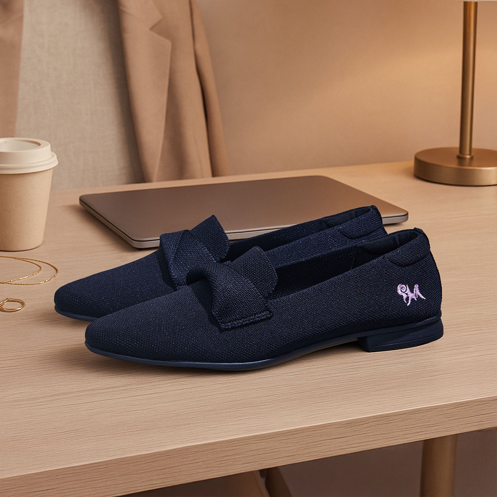 Women's Black and Rose Knit Grace Loafers