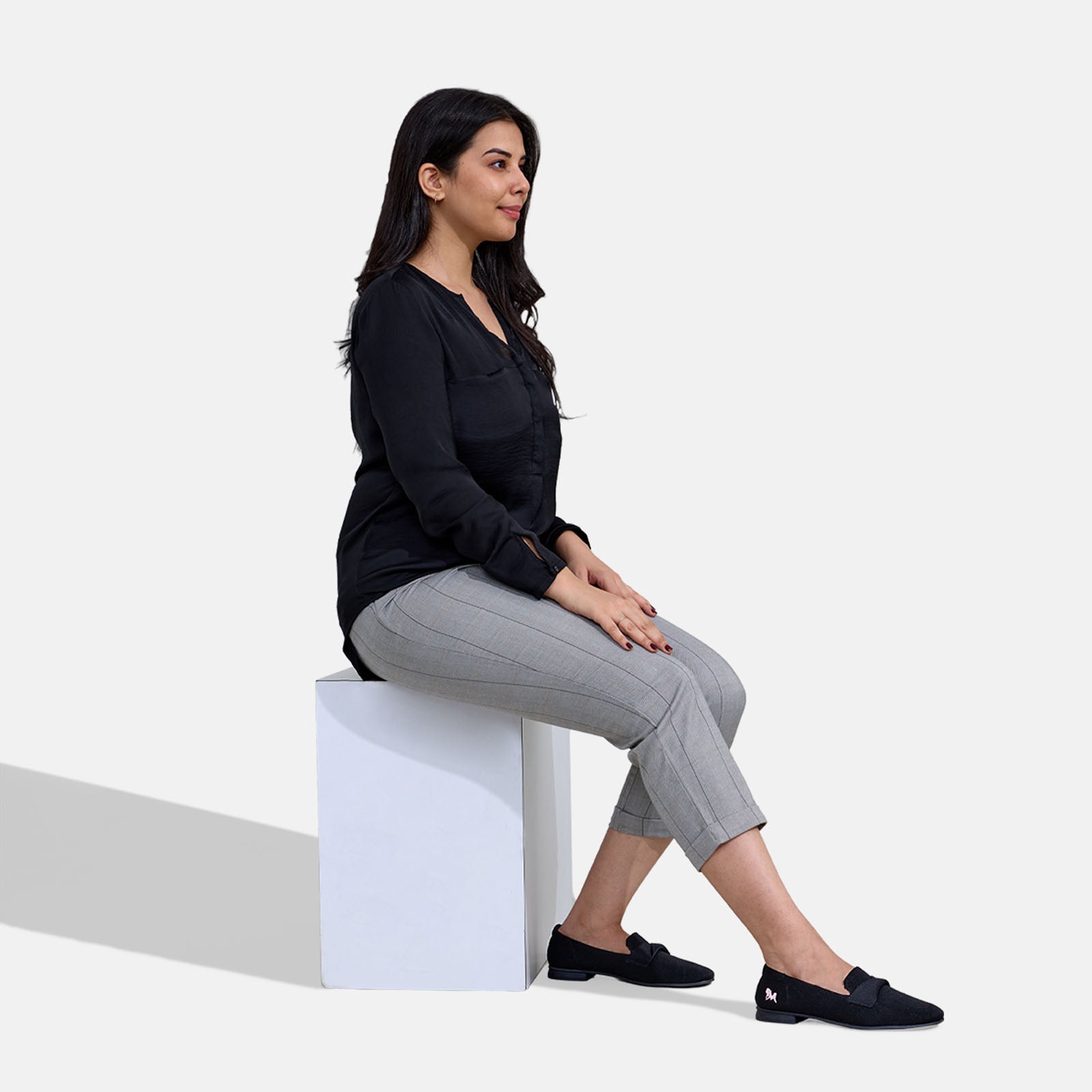 Women's Black and Rose Knit Grace Loafers