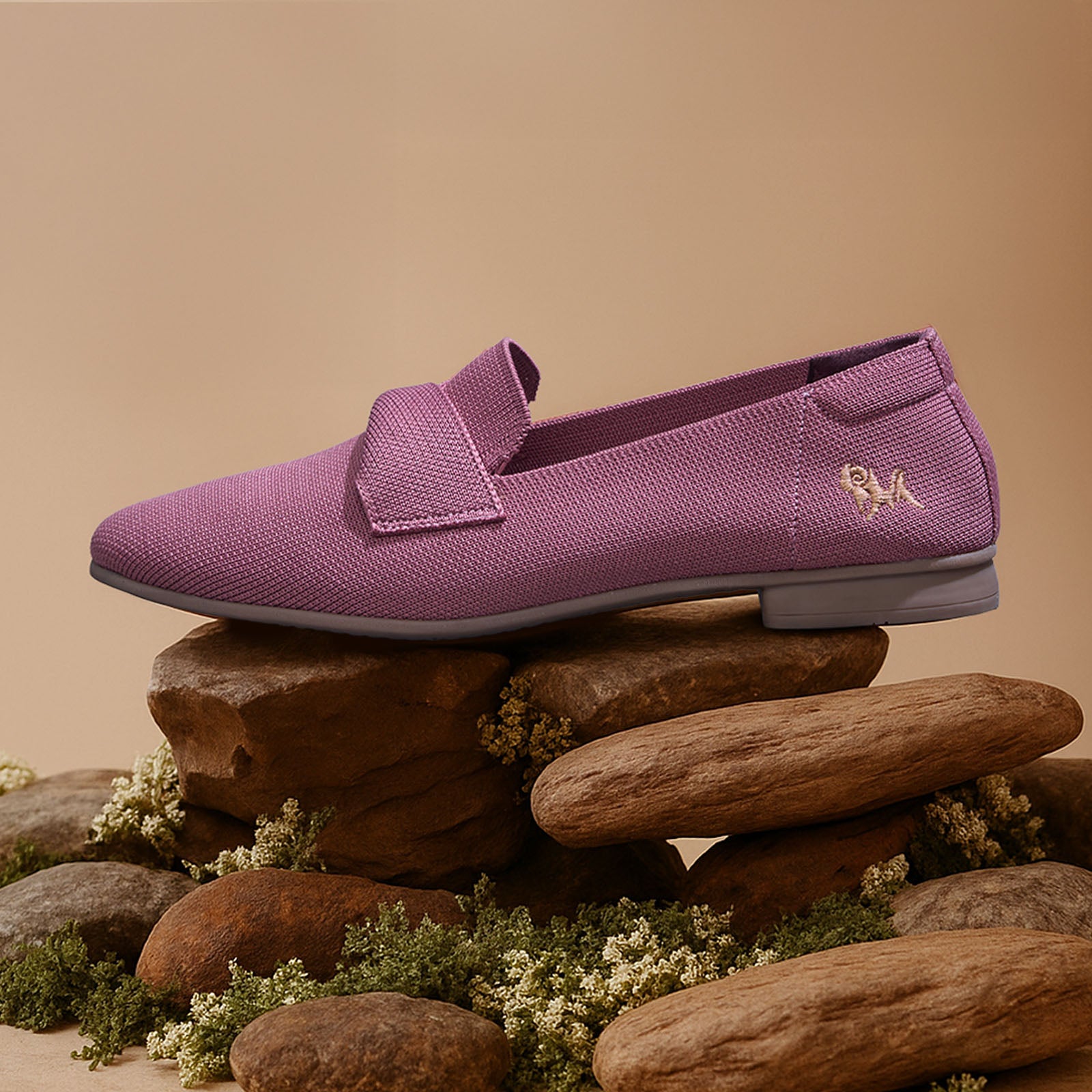 Women's Rose and Beige Knit Grace Loafers