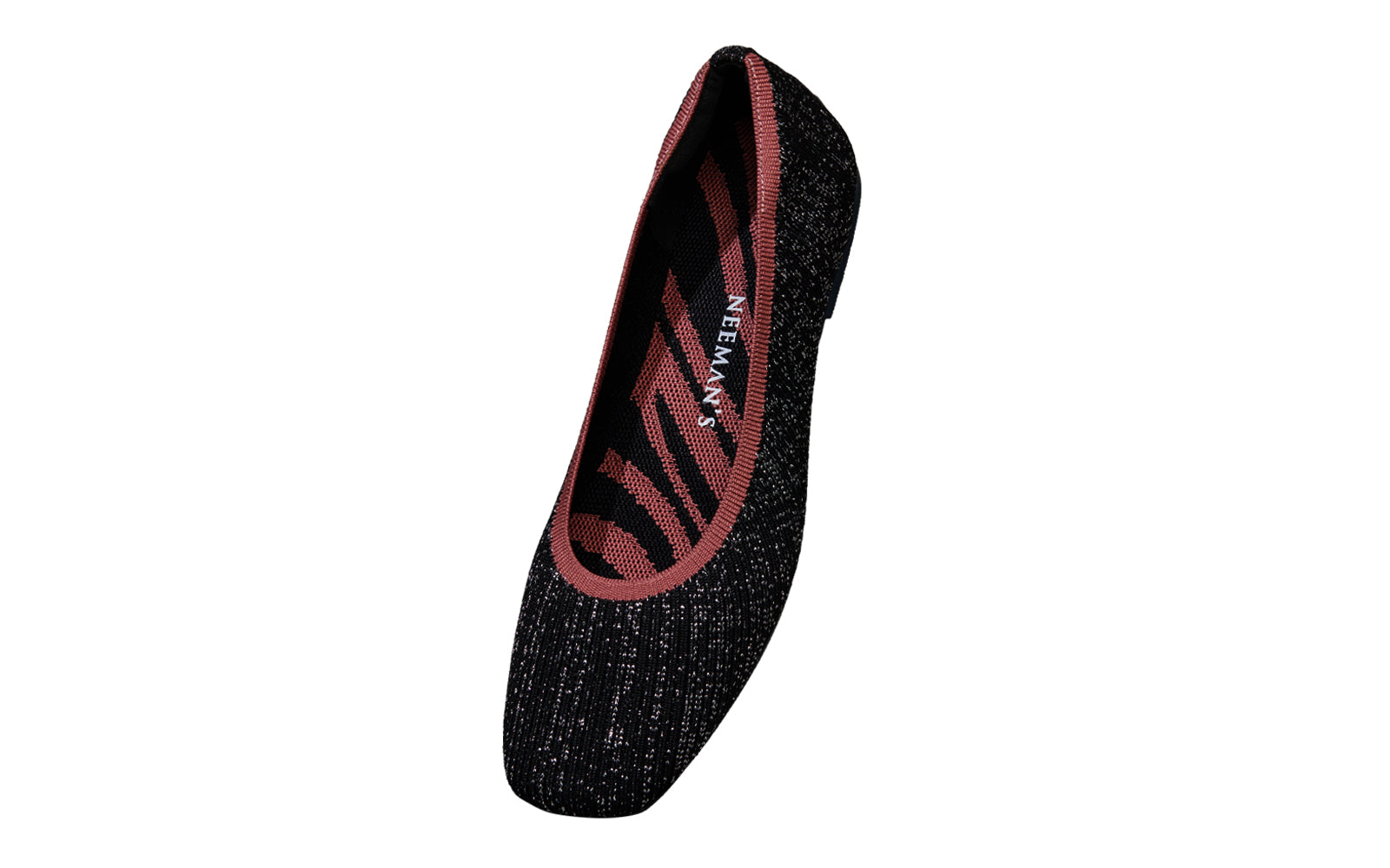 Women's Black-Pink Metallic Square Flats