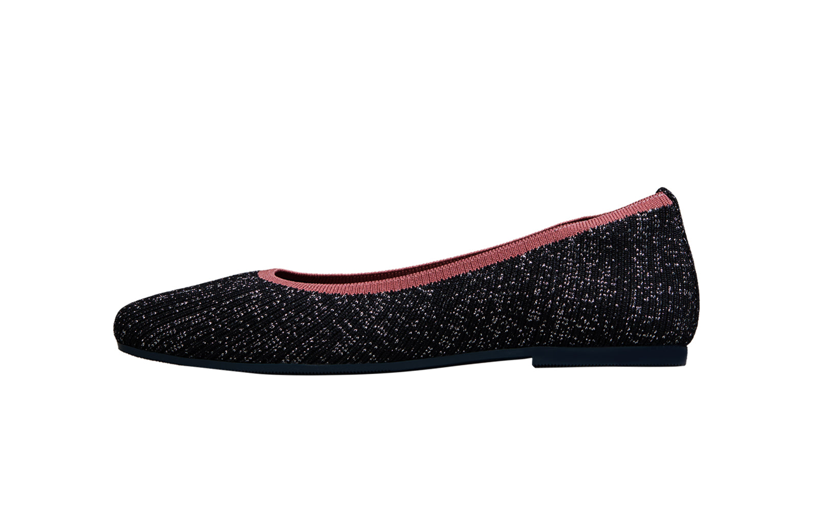 Women's Black-Pink Metallic Square Flats