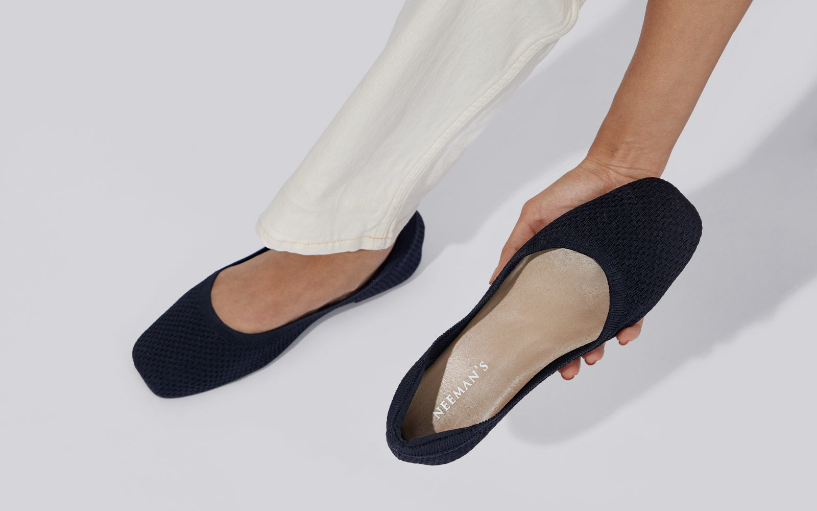 Women's Black Plush Square Flats