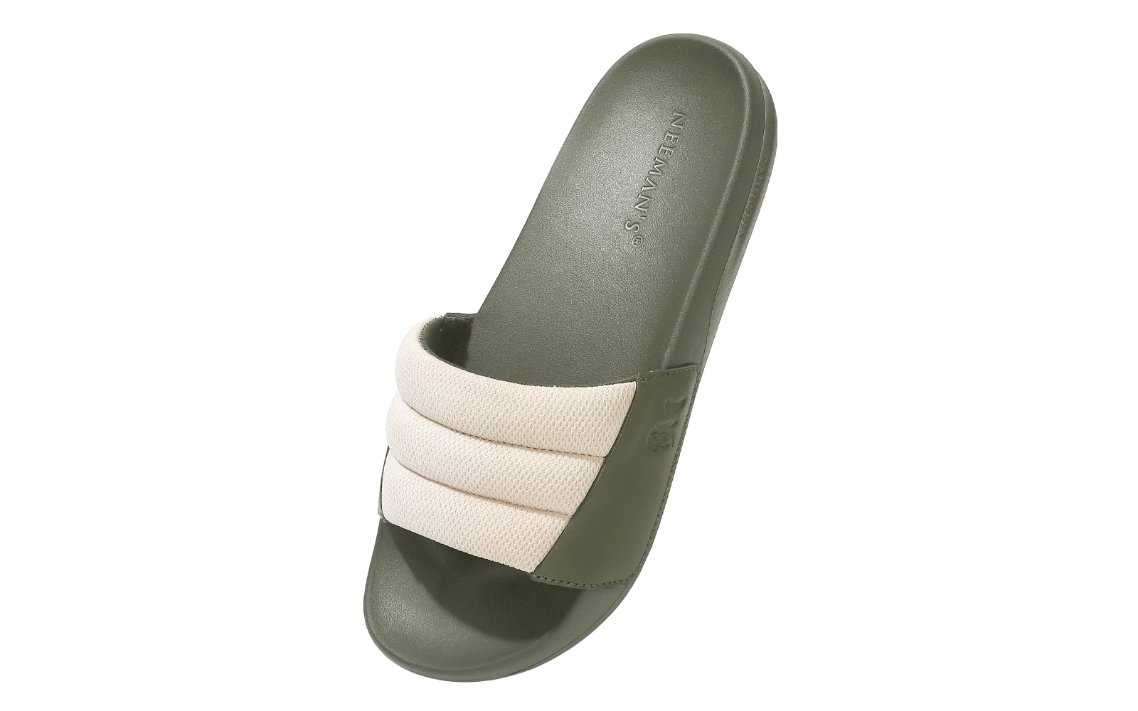 Women's Ecru and Olive Squooshy Slides