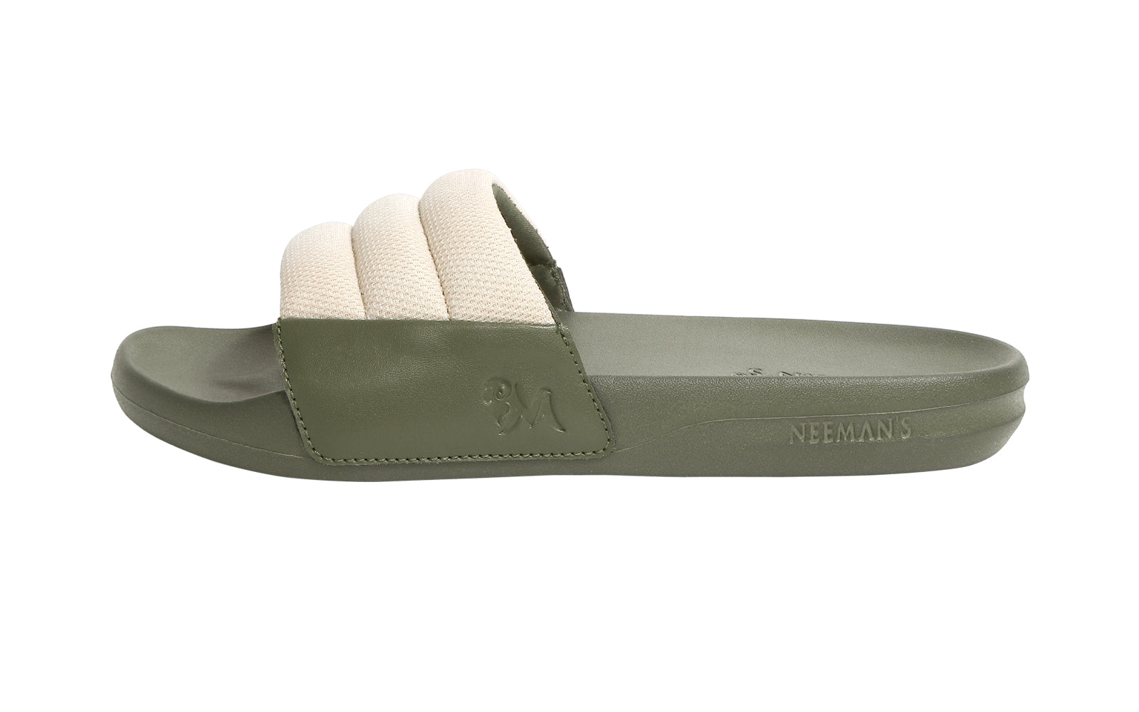 Women's Ecru and Olive Squooshy Slides