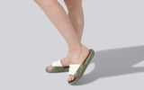 Women's Ecru and Olive Squooshy Slides