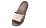 Women's Ivory and Brown Squooshy Slides