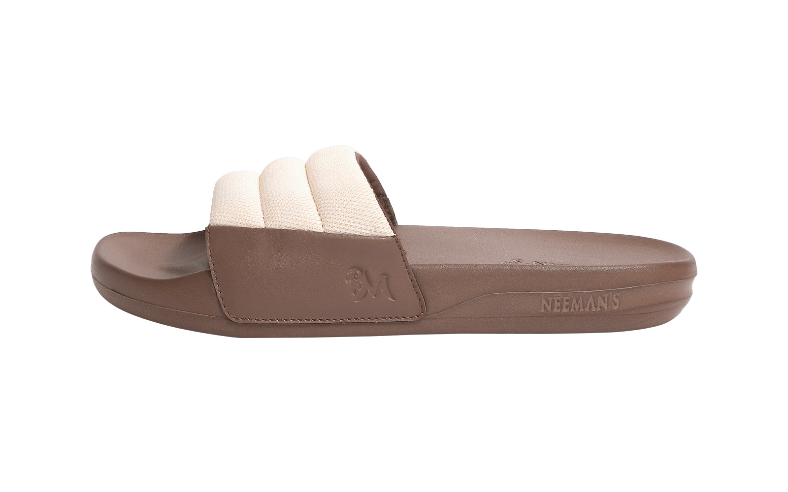 Women's Ivory and Brown Squooshy Slides