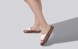 Women's Ivory and Brown Squooshy Slides