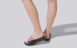 Women's Pink and Black Squooshy Slides