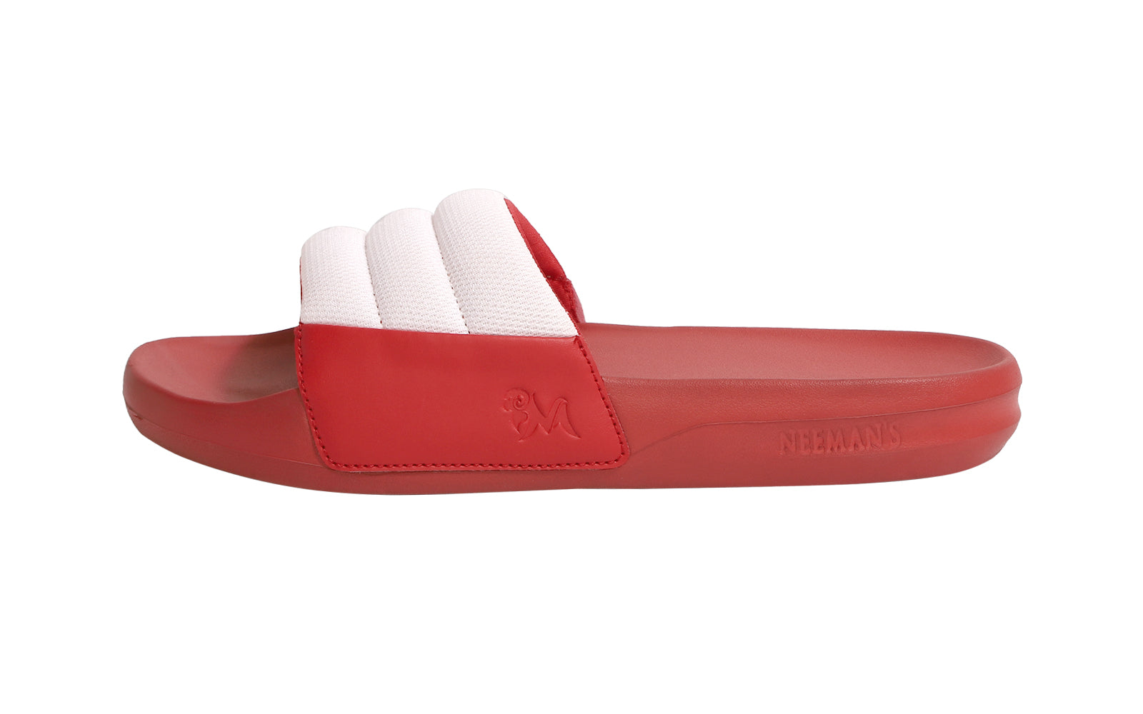 Women's White and Red Squooshy Slides